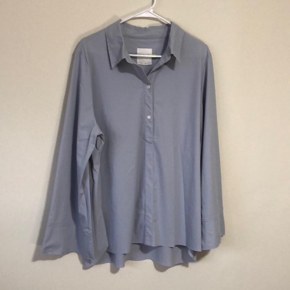 Lysse button up Shirt 1X long sleeve grey blue color